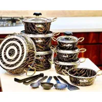 سرویس قابلمه مارک بیگنس آلمان 15تیکه طرح سنگی کامل|ظروف پختوپز|یزد, |دیوار