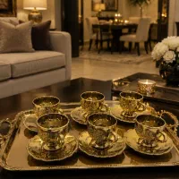 سرویس فنجان نعلبکی طلایی