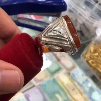 عقیق پرتقالی رکاب نقره