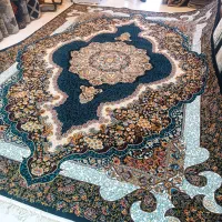 یک جفت فرش سورمه ای ۱۲متری ۷۰۰شانه تمام نخ