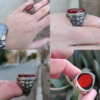 انگـشـتـر کلکسیونی عقیـق ســرخ نـاب نقـره روســی