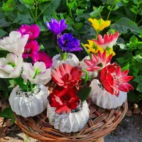 گل خمیری و گلدون سنگی صنایع دستی|گل مصنوعی|رشت, هلال احمر|دیوار