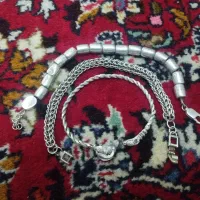 دستبند پایند انگشتر و زنجیر پلاک نقره