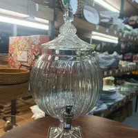 کلمن شیشه ای پایه چوبی و ساده