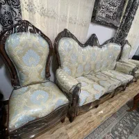 مبل ۹ نفره استیل تمام چوب|مبلمان خانگی و میز عسلی|خشکبیجار, |دیوار