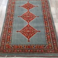 سه متری سه ترنج آبی قشقایی گل ابریشم رنگ طبیعی|فرش|تهران, حر|دیوار