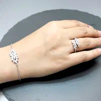 ست انگشتر و دستبند نقره زنانه با آبکاری طلا سفید|جواهرات|اصفهان, چرخاب|دیوار