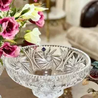 ظروف کریستال میوه خوری شمعدان پیاله بوهمیا خورشیدی