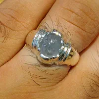 انگشتر اسپینل (لعل) آبی برمه ، رکاب دست ساز