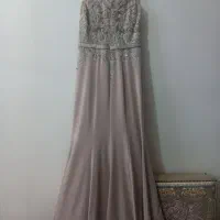 لباس مجلسی دانتل سنگ دوزی شده دنباله دار