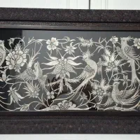 تابلوی قلم زنی مرغ و گل