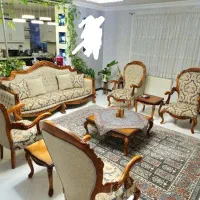 مبل سلطنتی چوب راش و پارچه ترک