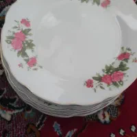 ۱۲ نفره چینی گل صورتی کامل کاملا سالم