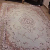 دو تخته فرش شش متری کرم ابریشمی ماشینی