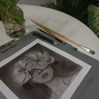 طراحی چهره سیاه قلم
