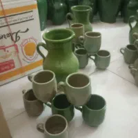 پارچ با 6 لیوان سفالی با هم فقط 150 تومن