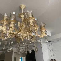 لوستر با دو تا شمعدان  (سفید طلایی) برنجی|لوستر و چراغ آویز|کرج, باغستان|دیوار