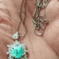 گردنی زنونه نقره ایتالیا زمرد افغان فیروزه پاک|جواهرات|ورامین, ورامین|دیوار