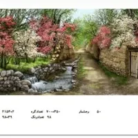 تابلو فرش نیمه بافته شده طرح کوچه باغ