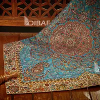 رومیزی مربع ترمه برند نگین خاتم طرح افشار رنگ قرمز|پرده، رانر، رومیزی|تهران, دژکام|دیوار