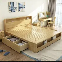 یک دستگاه تختخواب نوزاد چوب قهوه‌ای زردی راش