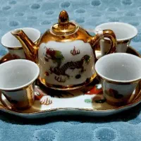 سوپخوری گل سرخی، قوری،فنجان نعلبکی