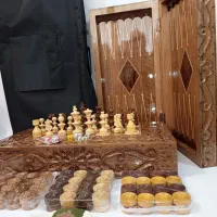شطرنج تخته نرد چوب گردو منبت حرفه ای کادو با لوازم|کلکسیون و سرگرمی|تهران, تهران پارس|دیوار