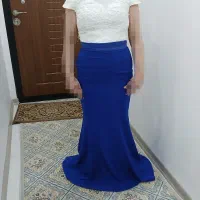 لباس مجلسی زنانه سفید/آبی