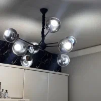 لوستر ۸شعله مولکولی رنگ سیلور مشکی