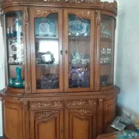 بوفه ویترین چوبی قهوه ای