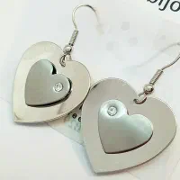 گوشواره آویز کوتاه قلب نقره ای کیوت|بدلیجات|گرگان, |دیوار