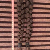 دو دسته موی خام رنگ‌نشده (۴۰ سانت. رنگ خرمایی)