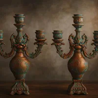 شمعدان جفت پتینه شده