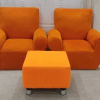 ست مبل کودک نارنجی، دو مبل تک‌نفره همراه پاف