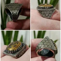 انگشتر کلکسیونی نقره روس حدید صینی رکاب قلم زنی