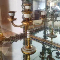 شمعدان صدفکاری برنجی هندی