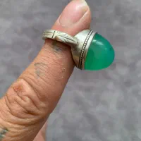 انگشتر نقره سنگ عقیق سبز