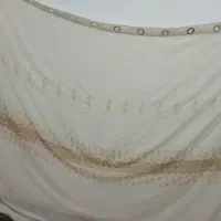 پرده حریر گل قهوه ای نو .