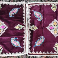 یک جفت مخمل گلدوزی شده عتیقه|صنایع دستی و سایر لوازم تزئینی|قم, چهل درخت‎|دیوار