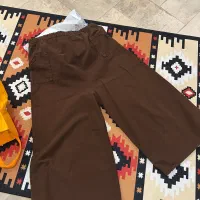 دامن شلوار کتان قهوه ای کمرکش