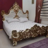 سرویس خواب تمام چوب سلطنتی کار دست طلاکوب واقعی|تخت و سرویس خواب|فشم, |دیوار