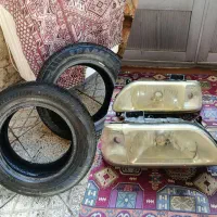 یه جفت لاستیک بارز پراید و یه جفت چراغ جلو پراید