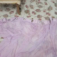 پرده حریر رنگ یاسی دوعدد|پرده، رانر، رومیزی|چالوس, |دیوار