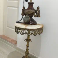 میز تلفن سنگین برنجی و سنگ مرمر