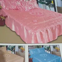 روتختی ساتن دونفره همراه ۲روبالشی