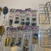 سرویس ۱۲ نفره قاشق چنگال گل سرخ/صورتی