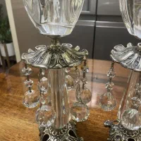 شمعدان کریستال پایه برنز