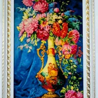 تابلو فرش دستبافت گلدان فرانسوی ۷۰ در ۴۲