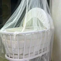 گهواره چوبی.  روتختی نوزادی. آویز موزیکال|اسباب و اثاث بچه|ساری, |دیوار