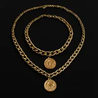 ست گردنبند و دستبند خوشگل  پابند طرح برگ